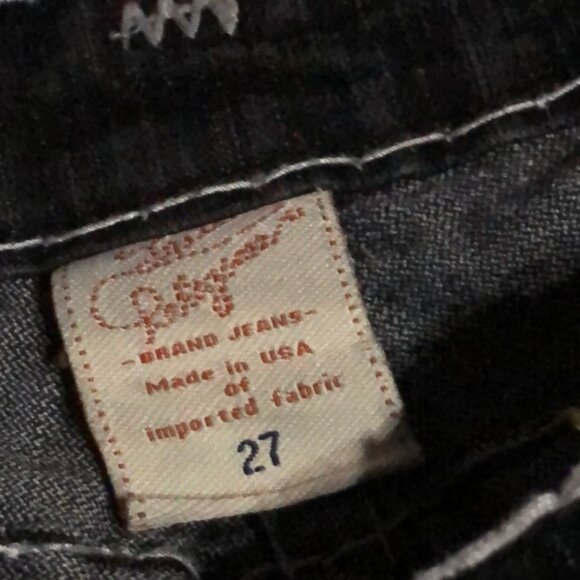 True Religion Black Straight Leg Jeans with Signature Stitching - Picture 7 of 12